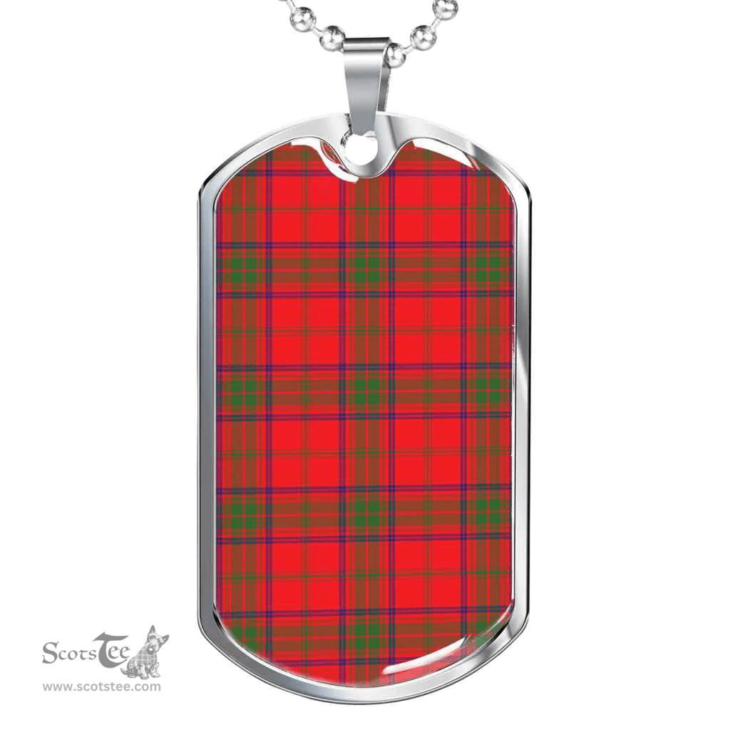 Scottish Ross Modern Clan Tartan Dog Tag Necklace - Classic Scottish Plaid Tartan Plaid
