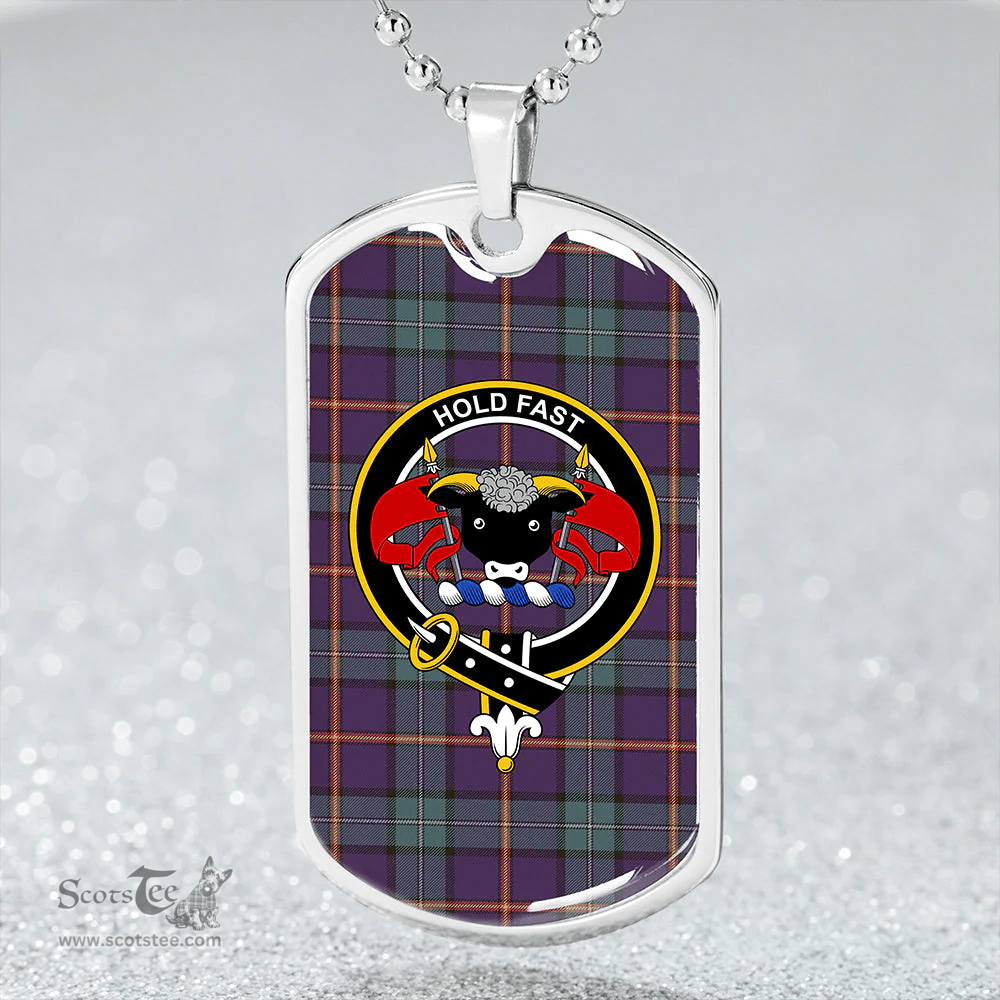 ScottishPlaid MacLeod German Weathered Clan Tartan Dog Tag Necklace - Crest Classic Scottish Plaid Tartan Plaid