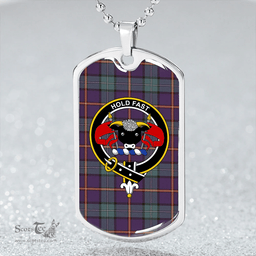 ScottishPlaid MacLeod German Weathered Clan Tartan Dog Tag Necklace - Crest Classic Scottish Plaid Tartan Plaid