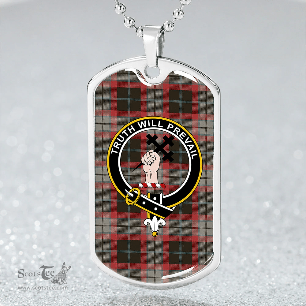 ScottishPlaid Thomson Black #2 (Thompson Black #2) Weathered Clan Tartan Dog Tag Necklace - Crest Classic Scottish Plaid Tartan Plaid