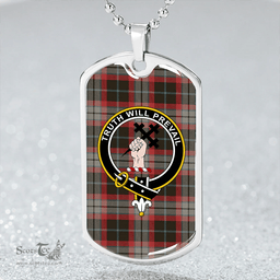 ScottishPlaid Thomson Black #2 (Thompson Black #2) Weathered Clan Tartan Dog Tag Necklace - Crest Classic Scottish Plaid Tartan Plaid
