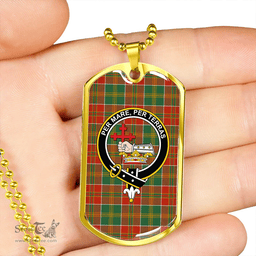 ScottishPlaid MacDonald of Kingsburgh (Donald of Kingsburgh) Ancient Clan Tartan Dog Tag Necklace - Crest Classic Scottish Plaid Tartan Plaid