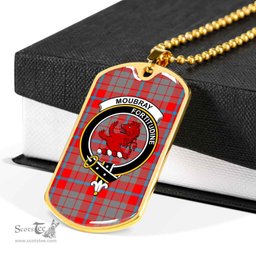 Scottish Moubray Clan Tartan Dog Tag Necklace - Crest Classic Scottish Plaid Tartan Plaid