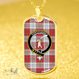 ScottishPlaid MacRae Red Dress Modern Clan Tartan Dog Tag Necklace - Crest Classic Scottish Plaid Tartan Plaid