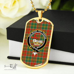 ScottishPlaid MacDonald of Kingsburgh (Donald of Kingsburgh) Ancient Clan Tartan Dog Tag Necklace - Crest Classic Scottish Plaid Tartan Plaid