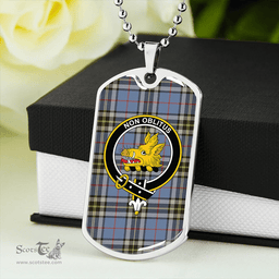 ScottishPlaid MacTavish Dress Weathered Clan Tartan Dog Tag Necklace - Crest Classic Scottish Plaid Tartan Plaid