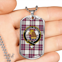 ScottishPlaid MacGregor Dress Burgundy (Gregor Dress Burgundy) Clan Tartan Dog Tag Necklace - Crest Classic Scottish Plaid Tartan Plaid