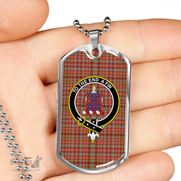 ScottishPlaid Ogilvie of Airlie Ancient Clan Tartan Dog Tag Necklace - Crest Classic Scottish Plaid Tartan Plaid