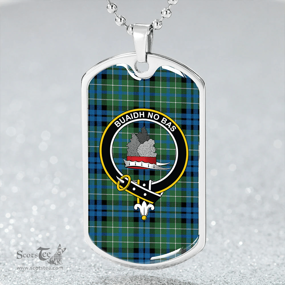 ScottishPlaid MacNeil of Colonsay (MacNeil of Barra of Colonsay) Ancient Clan Tartan Dog Tag Necklace - Crest Classic Scottish Plaid Tartan Plaid