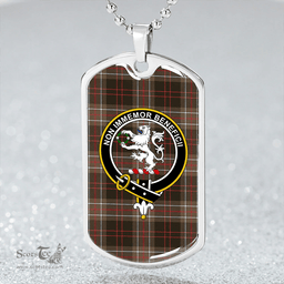 ScottishPlaid MacDiarmid Weathered Clan Tartan Dog Tag Necklace - Crest Classic Scottish Plaid Tartan Plaid