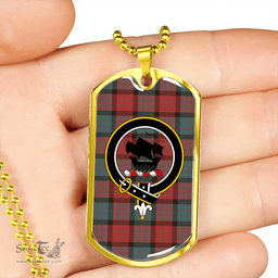 ScottishPlaid MacInroy #2 (Personal) Weathered Clan Tartan Dog Tag Necklace - Crest Classic Scottish Plaid Tartan Plaid