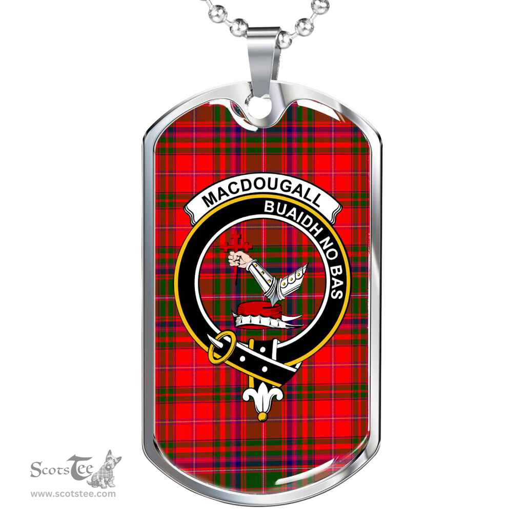 Scottish MacDougall Clan Tartan Dog Tag Necklace - Crest Classic Scottish Plaid Tartan Plaid