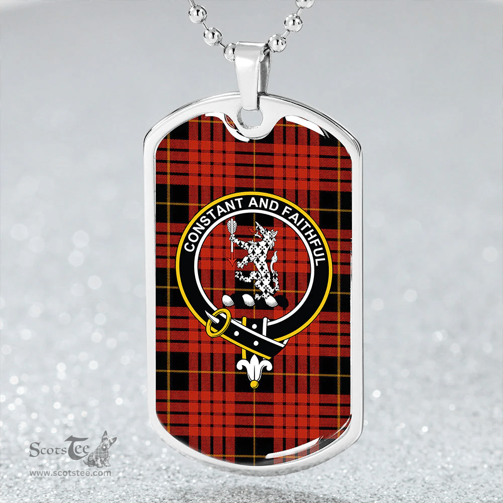 ScottishPlaid MacQueen Ancient Clan Tartan Dog Tag Necklace - Crest Classic Scottish Plaid Tartan Plaid