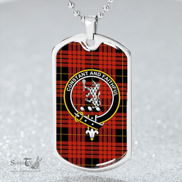 ScottishPlaid MacQueen Ancient Clan Tartan Dog Tag Necklace - Crest Classic Scottish Plaid Tartan Plaid
