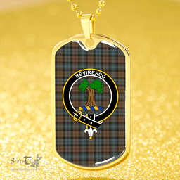 ScottishPlaid MacEwan (Clans Originaux) Weathered Clan Tartan Dog Tag Necklace - Crest Classic Scottish Plaid Tartan Plaid