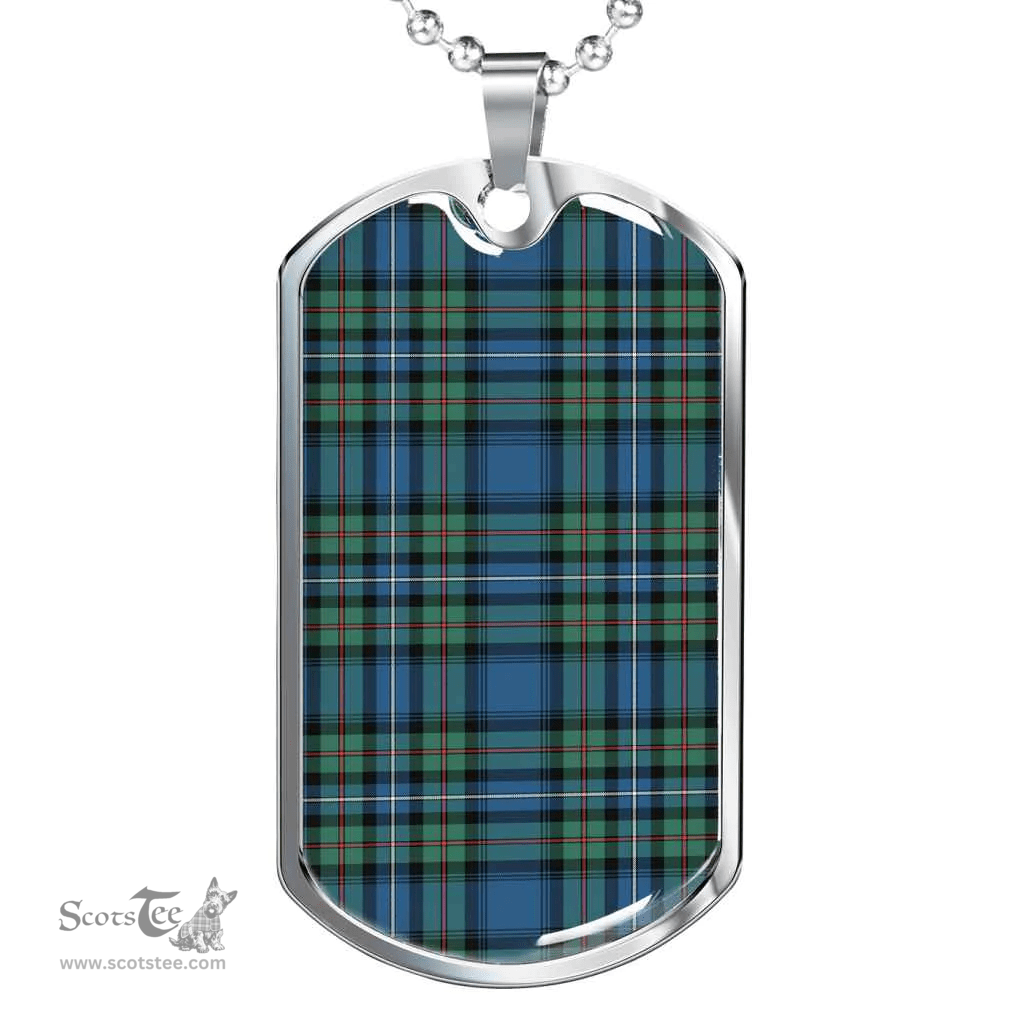 Scottish Robertson Hunting Ancient Clan Tartan Dog Tag Necklace - Classic Scottish Plaid Tartan Plaid