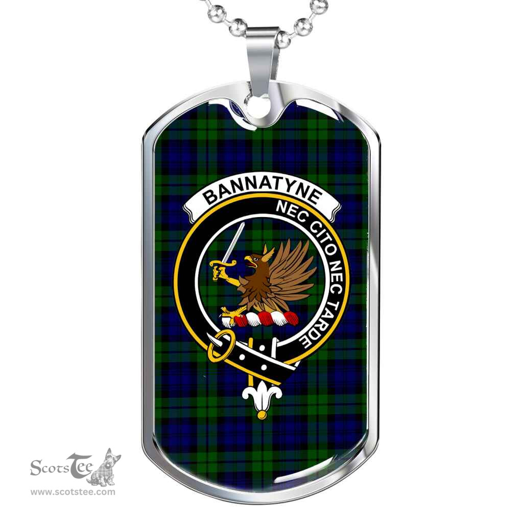 Scottish Bannatyne Clan Tartan Dog Tag Necklace - Crest Classic Scottish Plaid Tartan Plaid