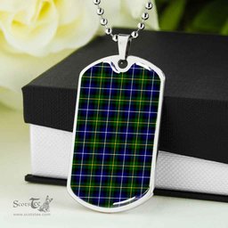 Scottish MacNeill of Barra Modern Clan Tartan Dog Tag Necklace - Classic Scottish Plaid Tartan Plaid