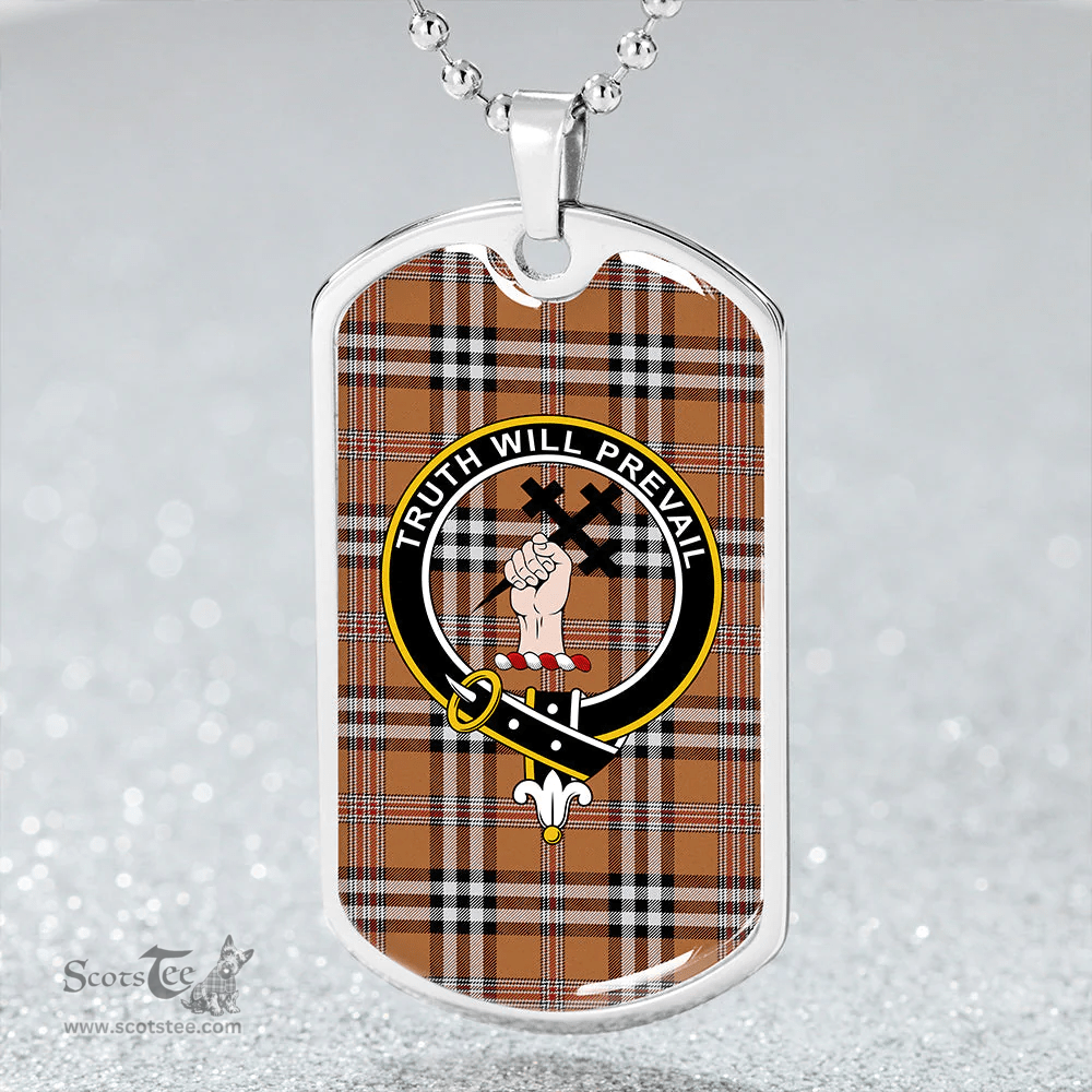 ScottishPlaid Thomson Camel #3 (Thompson Camel #3) Modern Clan Tartan Dog Tag Necklace - Crest Classic Scottish Plaid Tartan Plaid