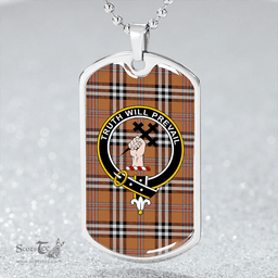 ScottishPlaid Thomson Camel #3 (Thompson Camel #3) Modern Clan Tartan Dog Tag Necklace - Crest Classic Scottish Plaid Tartan Plaid