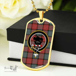 ScottishPlaid MacInroy #2 (Personal) Weathered Clan Tartan Dog Tag Necklace - Crest Classic Scottish Plaid Tartan Plaid