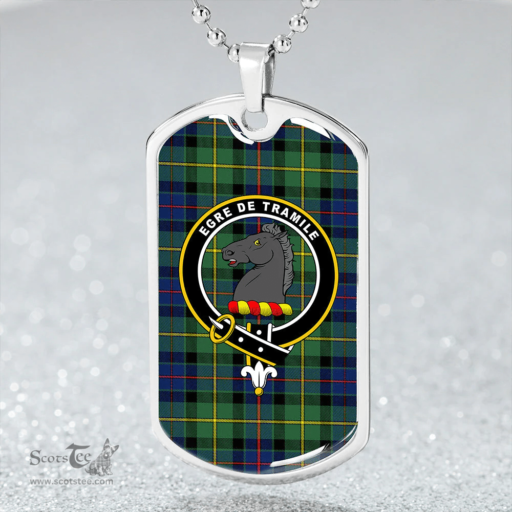 ScottishPlaid Tait Modern Clan Tartan Dog Tag Necklace - Crest Classic Scottish Plaid Tartan Plaid