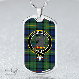 ScottishPlaid Tait Modern Clan Tartan Dog Tag Necklace - Crest Classic Scottish Plaid Tartan Plaid