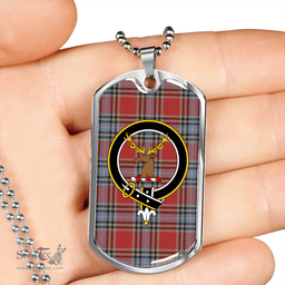 ScottishPlaid MacLeay Weathered Clan Tartan Dog Tag Necklace - Crest Classic Scottish Plaid Tartan Plaid