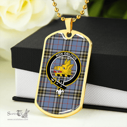 ScottishPlaid MacTavish Dress Weathered Clan Tartan Dog Tag Necklace - Crest Classic Scottish Plaid Tartan Plaid