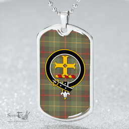 ScottishPlaid Symington Weathered Clan Tartan Dog Tag Necklace - Crest Classic Scottish Plaid Tartan Plaid