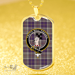 ScottishPlaid Thompson Variant (Thomson Variant) Weathered Clan Tartan Dog Tag Necklace - Crest Classic Scottish Plaid Tartan Plaid