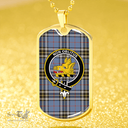 ScottishPlaid MacTavish Dress Weathered Clan Tartan Dog Tag Necklace - Crest Classic Scottish Plaid Tartan Plaid