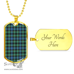 Scottish Mouat Clan Tartan Dog Tag Necklace - Classic Scottish Plaid Tartan Plaid