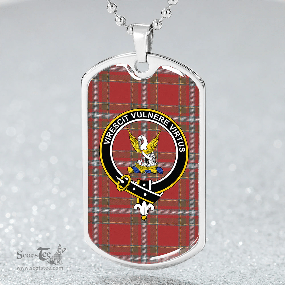 ScottishPlaid Stewart of Fingask #2 Weathered Clan Tartan Dog Tag Necklace - Crest Classic Scottish Plaid Tartan Plaid