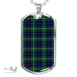 Scottish MacDonald of the Isles Hunting Modern Clan Tartan Dog Tag Necklace - Classic Scottish Plaid Tartan Plaid