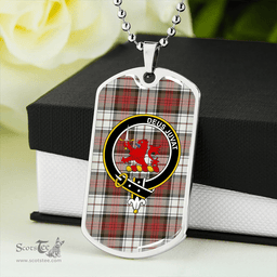 ScottishPlaid MacDuff Dress Weathered Clan Tartan Dog Tag Necklace - Crest Classic Scottish Plaid Tartan Plaid