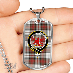 ScottishPlaid MacDuff Dress Weathered Clan Tartan Dog Tag Necklace - Crest Classic Scottish Plaid Tartan Plaid