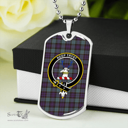 ScottishPlaid Sempill (Semple) Weathered Clan Tartan Dog Tag Necklace - Crest Classic Scottish Plaid Tartan Plaid