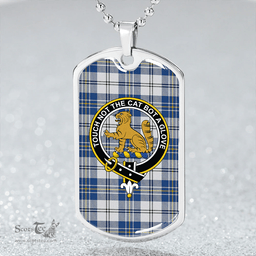 ScottishPlaid MacPherson Dress Royal Blue #2 Modern Clan Tartan Dog Tag Necklace - Crest Classic Scottish Plaid Tartan Plaid