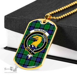 Scottish Haldane Clan Tartan Dog Tag Necklace - Crest Classic Scottish Plaid Tartan Plaid