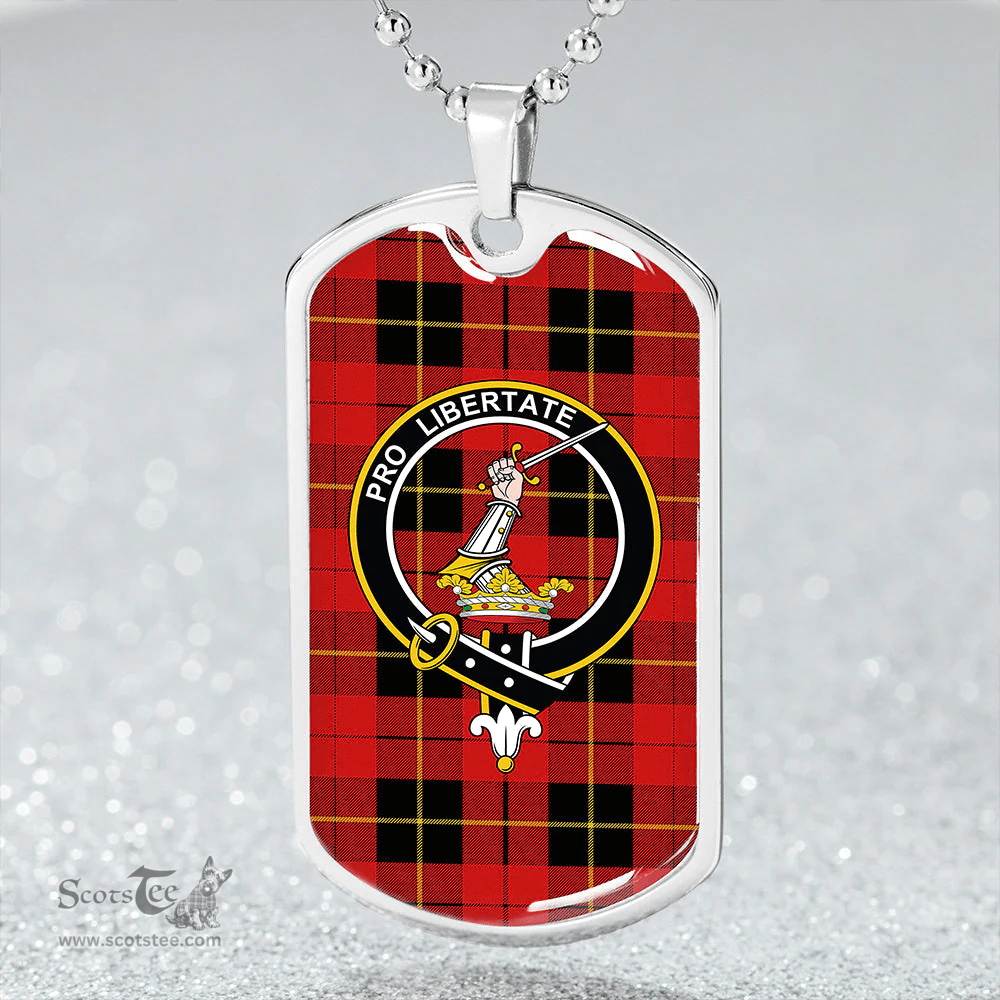 ScottishPlaid Wallace (Wallas) Modern Clan Tartan Dog Tag Necklace - Crest Classic Scottish Plaid Tartan Plaid