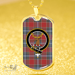 ScottishPlaid MacLeay Weathered Clan Tartan Dog Tag Necklace - Crest Classic Scottish Plaid Tartan Plaid