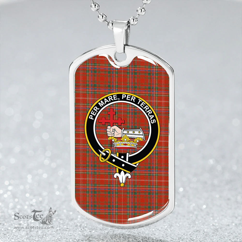 ScottishPlaid MacDonald of Staffa (Donald of Staffa) Ancient Clan Tartan Dog Tag Necklace - Crest Classic Scottish Plaid Tartan Plaid
