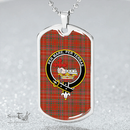 ScottishPlaid MacDonald of Staffa (Donald of Staffa) Ancient Clan Tartan Dog Tag Necklace - Crest Classic Scottish Plaid Tartan Plaid