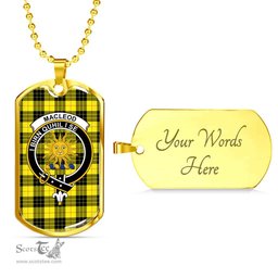 Scottish MacLeod Clan Tartan Dog Tag Necklace - Crest Classic Scottish Plaid Tartan Plaid