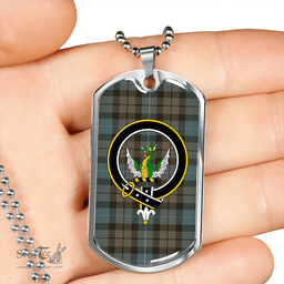 ScottishPlaid MacKirdy Weathered Clan Tartan Dog Tag Necklace - Crest Classic Scottish Plaid Tartan Plaid