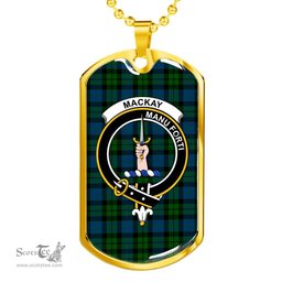 Scottish MacKay Clan Tartan Dog Tag Necklace - Crest Classic Scottish Plaid Tartan Plaid
