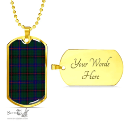 Scottish Davidson Modern Clan Tartan Dog Tag Necklace - Classic Scottish Plaid Tartan Plaid