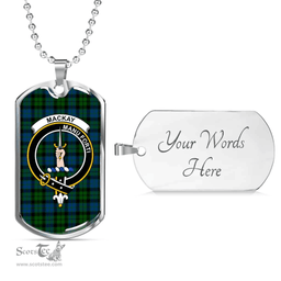 Scottish MacKay Clan Tartan Dog Tag Necklace - Crest Classic Scottish Plaid Tartan Plaid