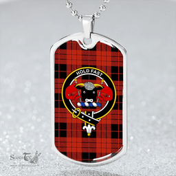ScottishPlaid MacLeod Black and Red Ancient Clan Tartan Dog Tag Necklace - Crest Classic Scottish Plaid Tartan Plaid